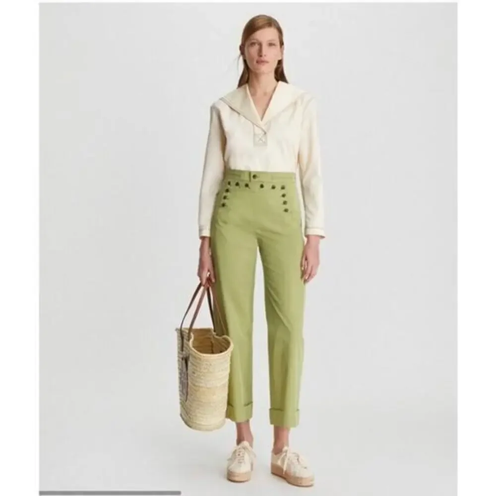 Tory Burch Sailor Pants Wide Leg‎ Green Size 2